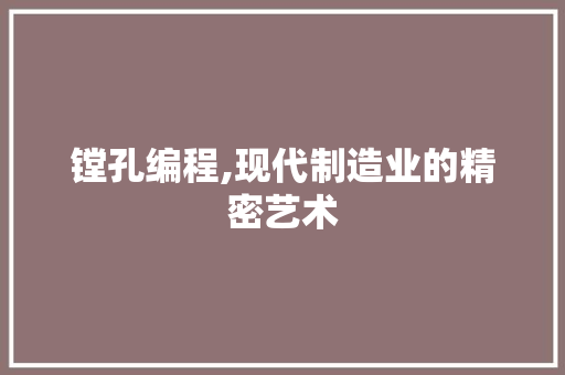 镗孔编程,现代制造业的精密艺术 电脑故障维修