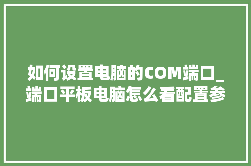 如何设置电脑的COM端口_端口平板电脑怎么看配置参数 网络技术