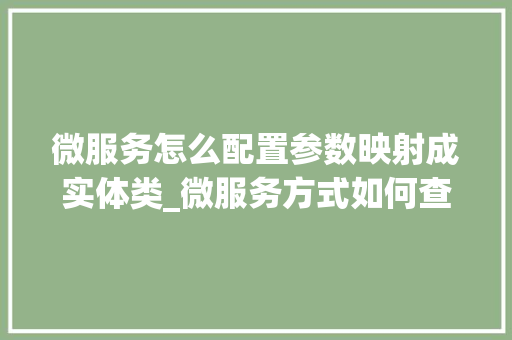 微服务怎么配置参数映射成实体类_微服务方式如何查看日志 操作系统