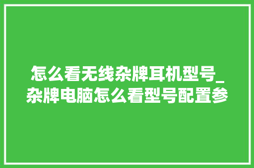 怎么看无线杂牌耳机型号_杂牌电脑怎么看型号配置参数