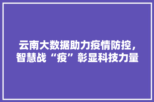 云南大数据助力疫情防控，智慧战“疫”彰显科技力量