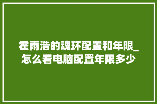 霍雨浩的魂环配置和年限_怎么看电脑配置年限多少 电脑故障维修