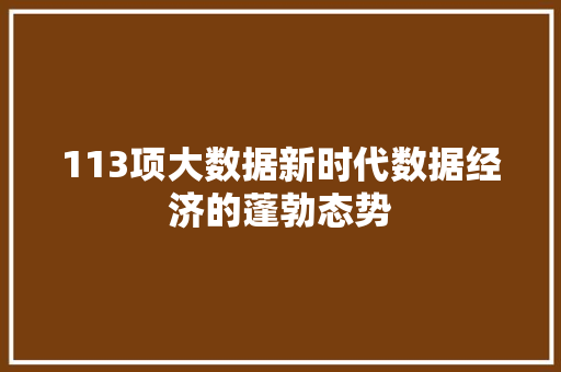 113项大数据新时代数据经济的蓬勃态势