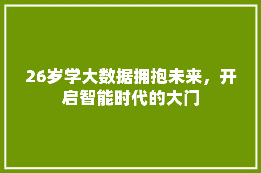 26岁学大数据拥抱未来，开启智能时代的大门