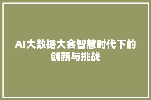 AI大数据大会智慧时代下的创新与挑战