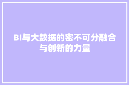 BI与大数据的密不可分融合与创新的力量