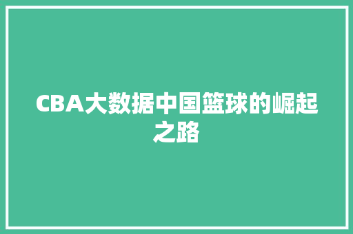 CBA大数据中国篮球的崛起之路
