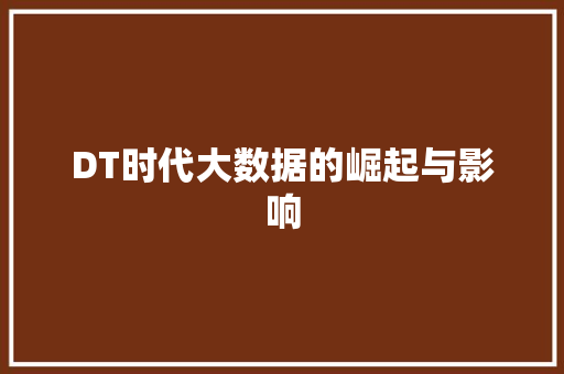 DT时代大数据的崛起与影响