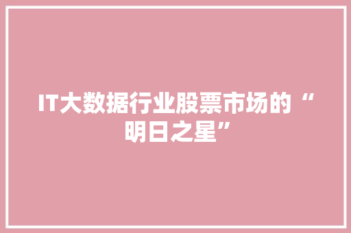 IT大数据行业股票市场的“明日之星”