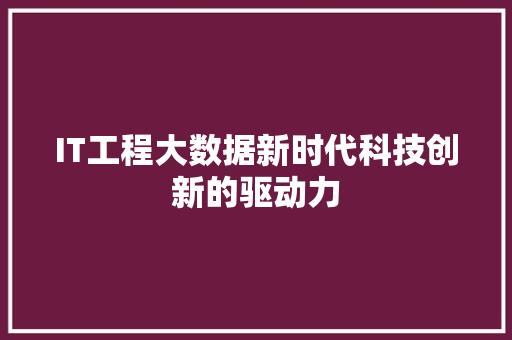 IT工程大数据新时代科技创新的驱动力 网络技术