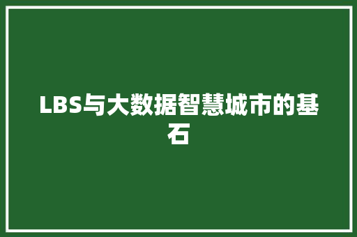 LBS与大数据智慧城市的基石 LBS与大数据智慧城市的基石