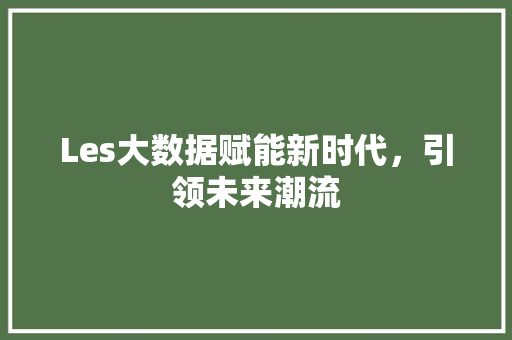 Les大数据赋能新时代,引领未来潮流 Les大数据赋能新时代,引领未来潮流