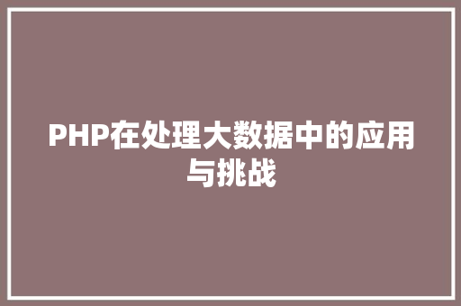 PHP在处理大数据中的应用与挑战