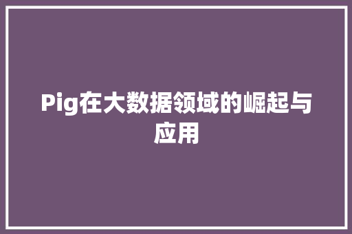 Pig在大数据领域的崛起与应用
