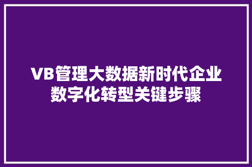 VB管理大数据新时代企业数字化转型关键步骤