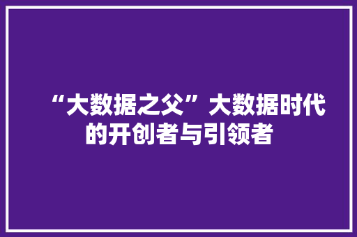 “大数据之父”大数据时代的开创者与引领者