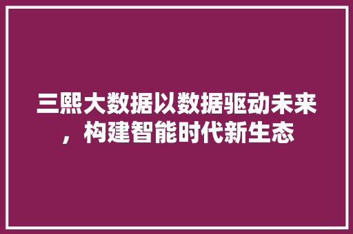 三熙大数据以数据驱动未来，构建智能时代新生态