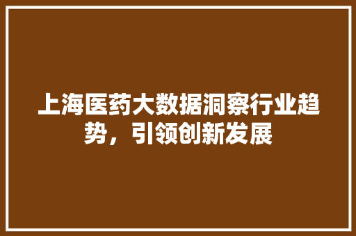 上海医药大数据洞察行业趋势，引领创新发展 电脑配置