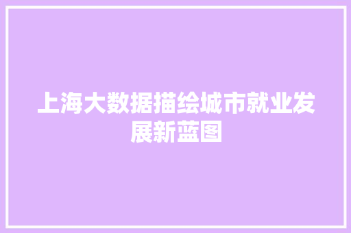 上海大数据描绘城市就业发展新蓝图