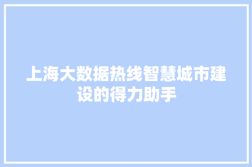 上海大数据热线智慧城市建设的得力助手