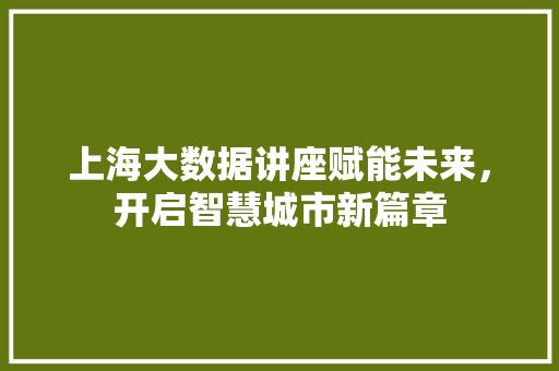 上海大数据讲座赋能未来，开启智慧城市新篇章