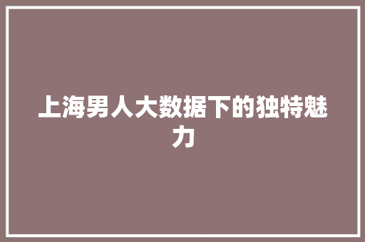 上海男人大数据下的独特魅力