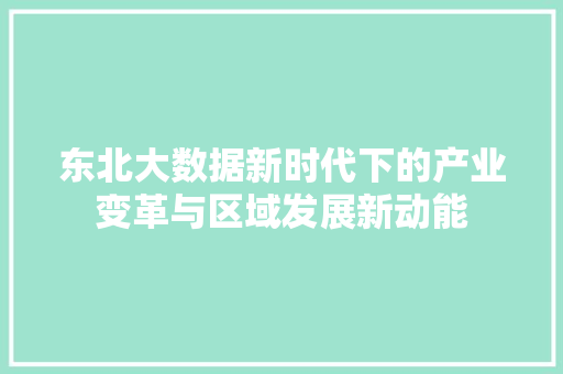 东北大数据新时代下的产业变革与区域发展新动能