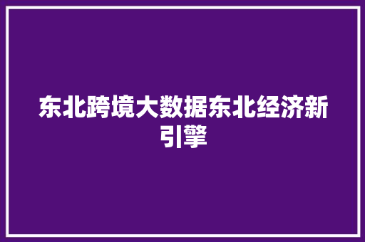 东北跨境大数据东北经济新引擎