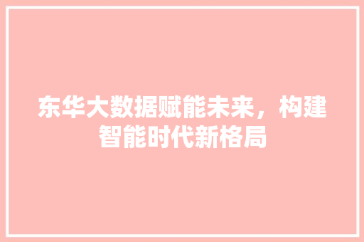 东华大数据赋能未来,构建智能时代新格局 东华大数据赋能未来,构建智能时代新格局