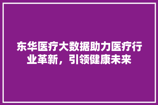 东华医疗大数据助力医疗行业革新，引领健康未来