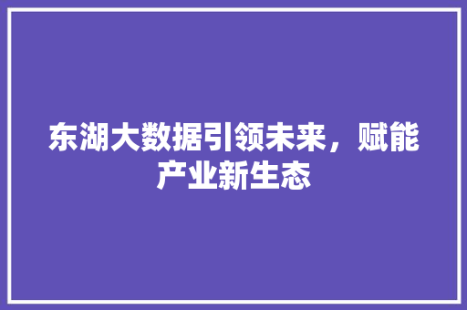 东湖大数据引领未来，赋能产业新生态