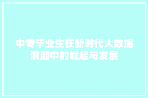 中专毕业生在新时代大数据浪潮中的崛起与发展