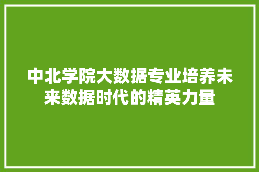 中北学院大数据专业培养未来数据时代的精英力量