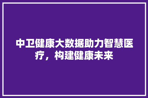 中卫健康大数据助力智慧医疗，构建健康未来