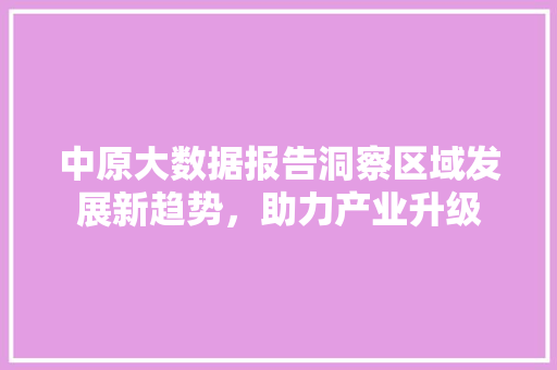 中原大数据报告洞察区域发展新趋势，助力产业升级