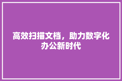 高效扫描文档，助力数字化办公新时代