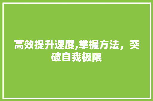 高效提升速度,掌握方法，突破自我极限