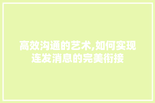 高效沟通的艺术,如何实现连发消息的完美衔接
