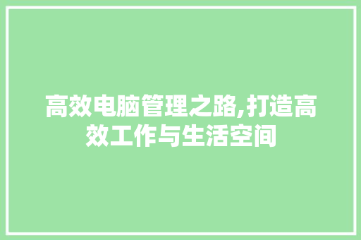 高效电脑管理之路,打造高效工作与生活空间
