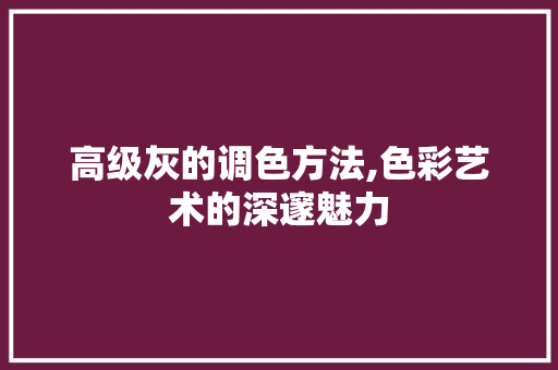 高级灰的调色方法,色彩艺术的深邃魅力