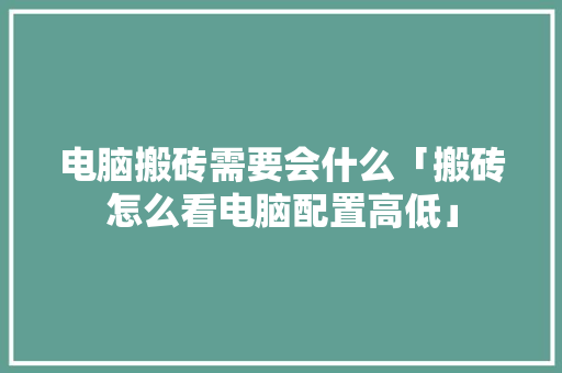 电脑搬砖需要会什么「搬砖怎么看电脑配置高低」 电脑搬砖需要会什么「搬砖怎么看电脑配置高低」 操作系统