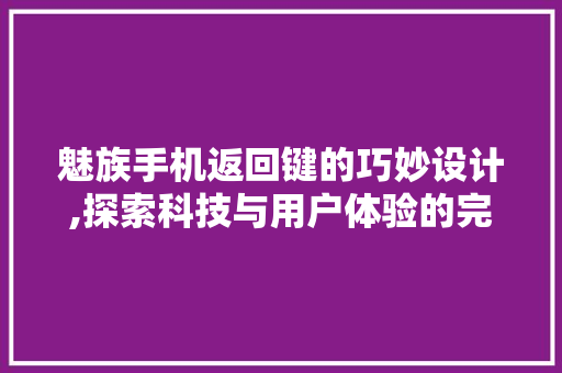 魅族手机返回键的巧妙设计,探索科技与用户体验的完美融合