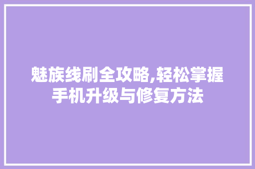 魅族线刷全攻略,轻松掌握手机升级与修复方法