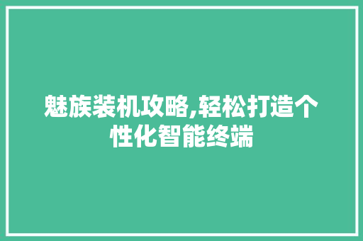 魅族装机攻略,轻松打造个性化智能终端