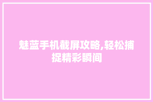 魅蓝手机截屏攻略,轻松捕捉精彩瞬间 电脑基础