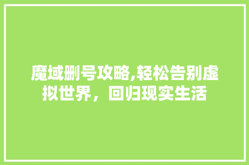 魔域删号攻略,轻松告别虚拟世界，回归现实生活