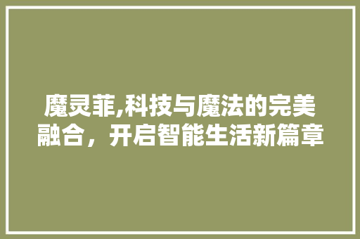 魔灵菲,科技与魔法的完美融合，开启智能生活新篇章 操作系统