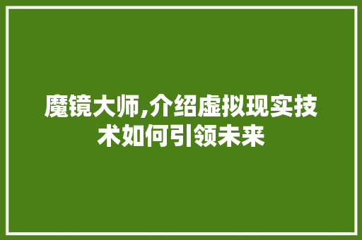 魔镜大师,介绍虚拟现实技术如何引领未来 操作系统 魔镜大师,介绍虚拟现实技术如何引领未来 操作系统