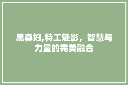 黑寡妇,特工魅影，智慧与力量的完美融合