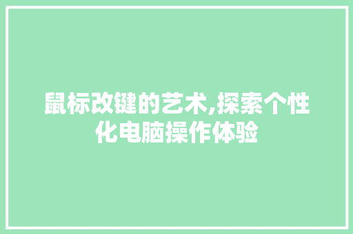 鼠标改键的艺术,探索个性化电脑操作体验 电脑基础